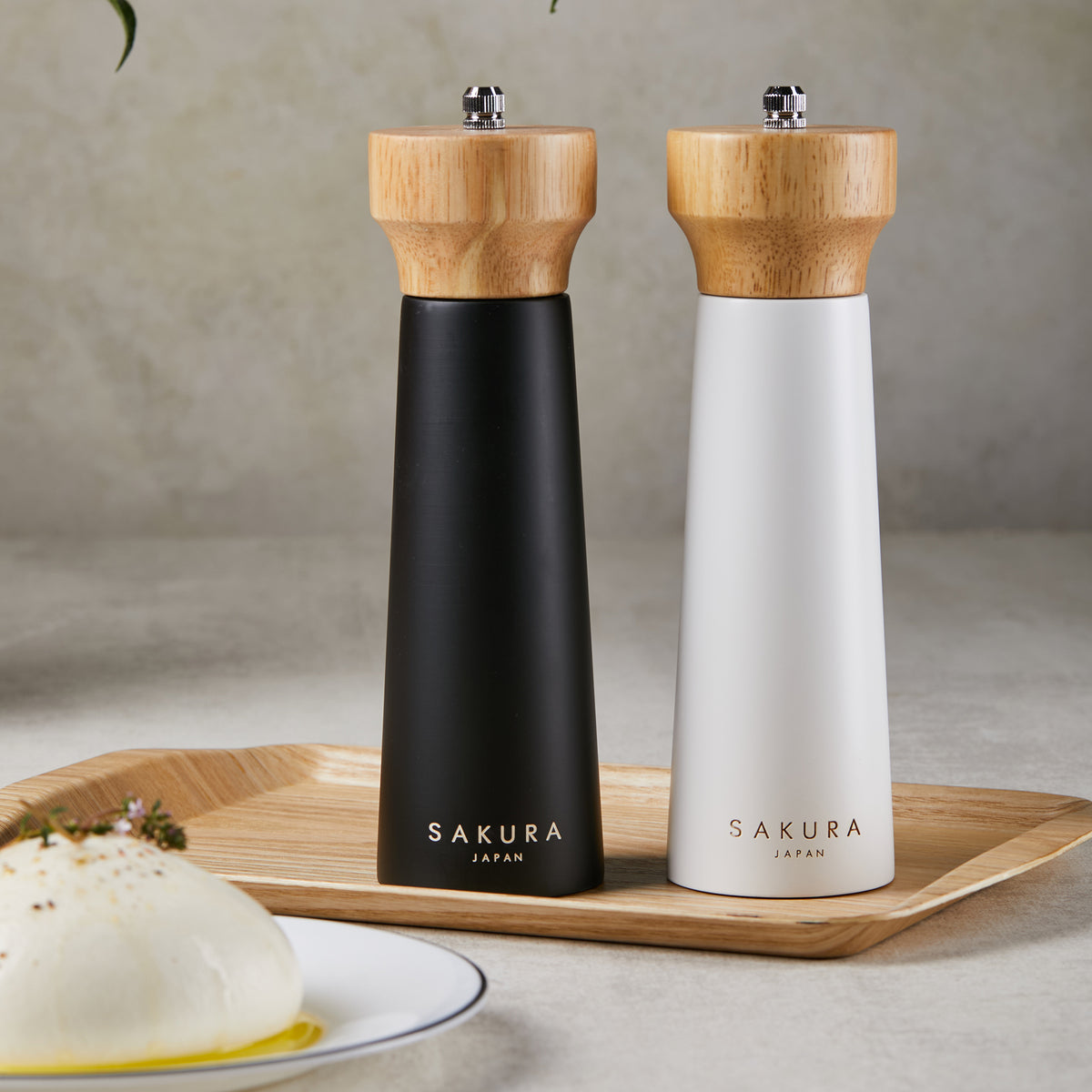 Set Salt Pepper Sakura Majestic Molinillo Pimienta Y Sal De Madera Premium 20 Cm